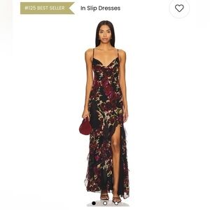 Nicholas Revolve Kamila Ruffle Cowl Gown in Water Color Floral Black size 8 nwt